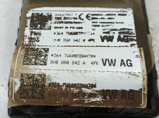 airbag POWIETRZNA airbag GINOCCHIA passeggeri Destro 8V0880842A Audi A3 8V