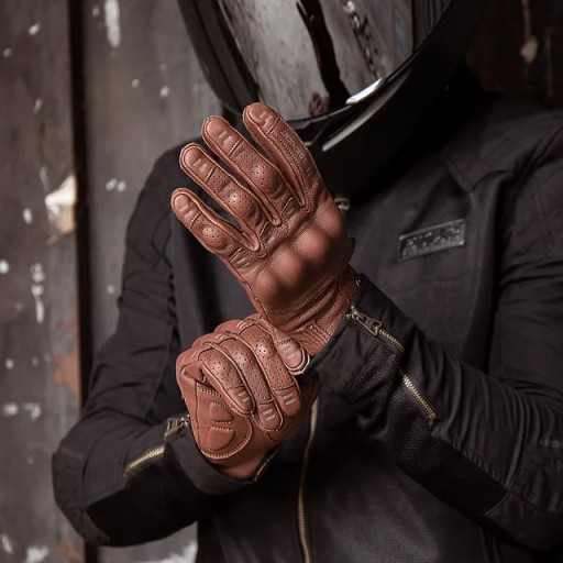 540 - Коричневі стильні рукавички для мотоциклів розміру L d