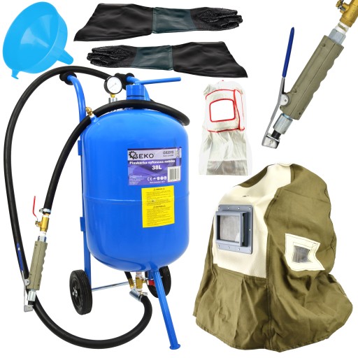 СИФОН ПІСКОСТРУЙНА МАШИНА 38Л МОБІЛЬНА + НАСАДКИ МАСКА GEKO ВОРОНКА