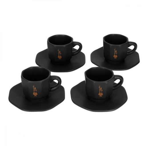 Filiżanki do espresso kawy porcelanowe ze spodkami BIALETTI 75 ml 4szt. M1