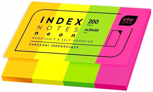 Indexovacie záložky INTERDRUK neónové 200ks.
