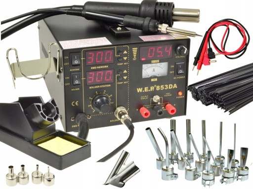 МАШИНА ДЛЯ СВАРКИ ПЛАСТМАСС 853DA + НАСАДКИ + СВЯЗЫВАЮЩЕЕ СРЕДСТВО + СЕТОЧНЫЙ ЧЕХОЛ
