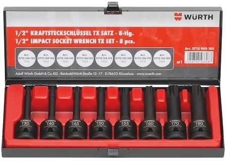 НАБОР ТОРЦЕВЫХ КЛЮЧЕЙ УДАРНОГО TORX 1/2 WURTH