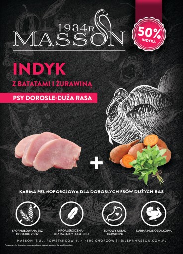 MASSON Hypoalergiczna Monobiałkowa Indyk 50% 12 kg large