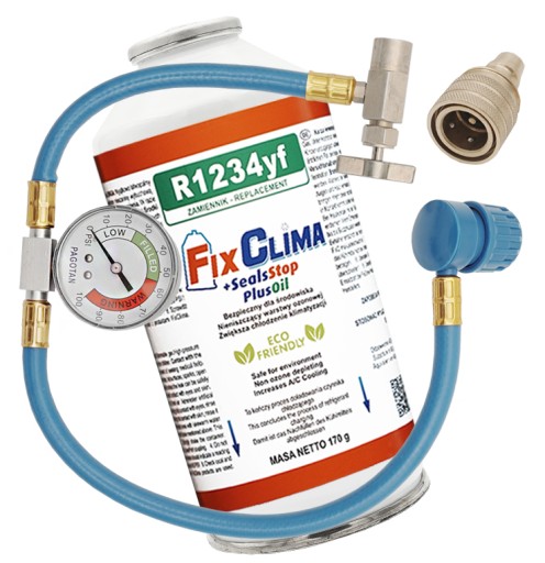 Газ для кондиционирования воздуха с зажимом R1234YF 170 г шланг + адаптер