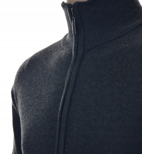 Klasický pánsky sveter so stojačikom rozopínateľný pologolf XXL 2XL sivý tmavý