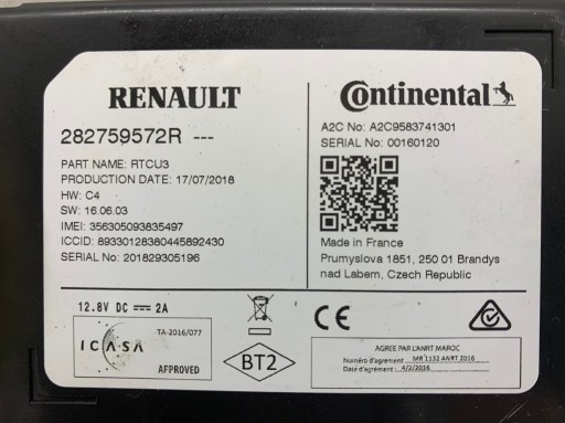 Module Unité de contrôle Navigation 282759572R RENAULT ZOE 12-19