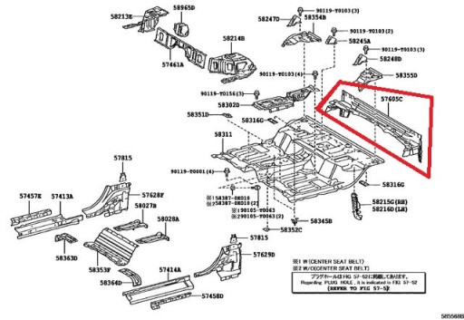 576050K040 57605-0K040 - Орг! ЗАДНІЙ РЕМІНЬ ДЛЯ TOYOTA HILUX 2015-