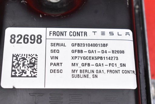 comfort control unit 1497327-00-B TESLA MODEL Y 78.4 kWh 507 KM 20