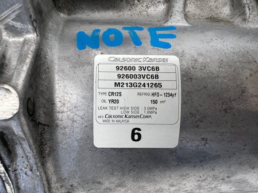 Nissan Note II E12 1.5 dCi kompresor klimatizacije 926003VC6B