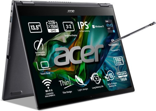 Acer Spin 5 13,5&quot; 2v1 QHD dotykový i7-1165G7 16GB RAM 512GB SSD Windows11