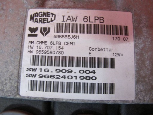 CITROEN C4 PICASSO e UA 2.0 16V RFJ Centralina computer Motore 9662401980