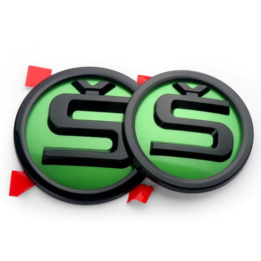 15211880 - Эмблема значок логотип SKODA спереди и сзади зеленый 2шт