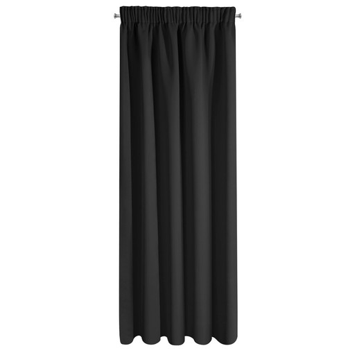 Zasłona 135X270 czarna z gładkiej matowej tkaniny taśma