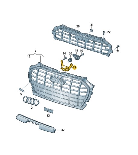80A853231D01C - Держатель для крепления передней камеры в решетку audi q5