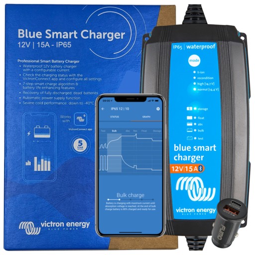 Victron Blue Smart 12V 15A IP65 Bluetooth автоматическое зарядное устройство с выпрямителем