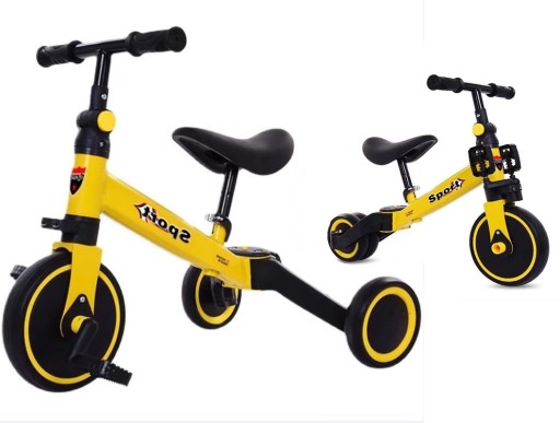 Триколісний велосипед Allegro karp 4 в 1 ДВОКОЛЕСНИЙ ЧОТИРИКОЛЕСНИЙ ІДЕАЛЬНИЙ ДЛЯ НАВЧАННЯ Чорний