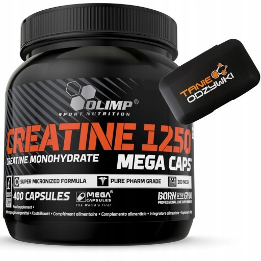 Creatine Olimp Creatine 1250 Mega Caps 400 капс + коробка HERKULES 30 мл чорний