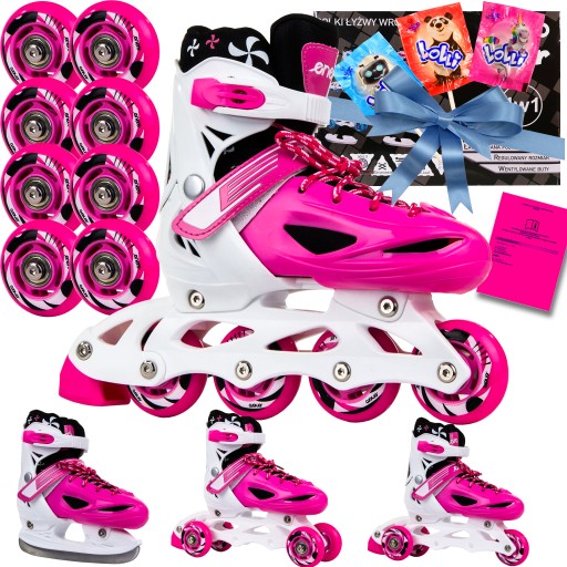 РОЛИКОВІ КОВЗИ - РОЛЛЕТКИ - КОВЗАНИ 4В1 ENERO 30-33 РОЖЕВІ