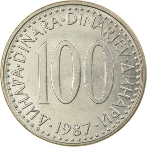Jugosławia 100 dinarów 1987 mennicza mennicze
