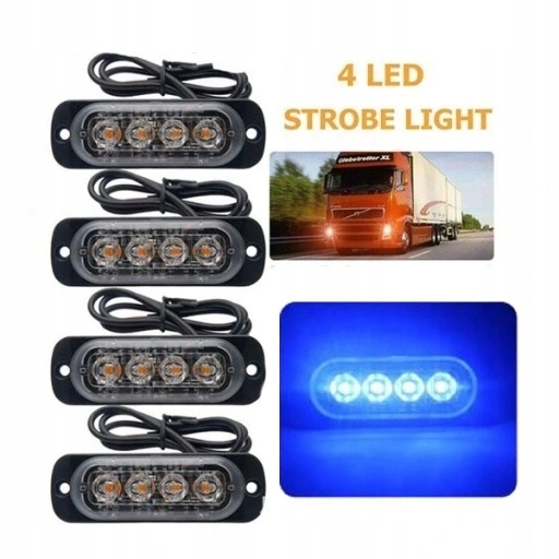 4LED - 4PCS стробоскоп синий COB предупреждающий свет