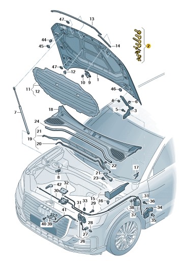 81A098615 - Комплект кріпильних елементів капота передній AUDI Q2