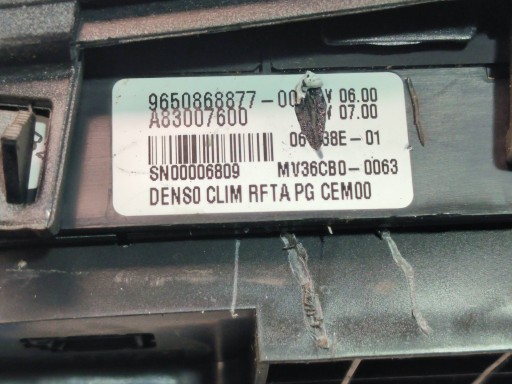 Unite commande clima 9650868877 CITROEN C4 Picasso et