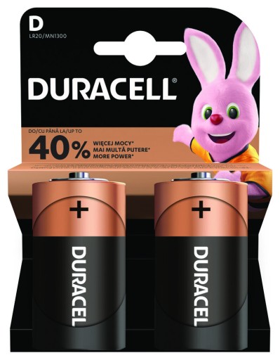 DURACELL 2x ALKALICKÁ BATERIA LR20 D R20 SILNÁ