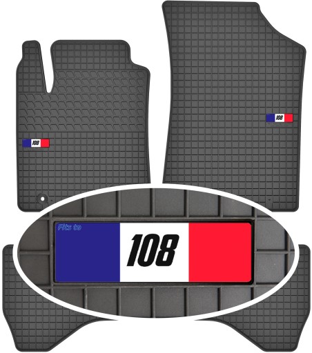 Peugeot 108 2014- Dywaniki gumowe Motohobby Emblemat