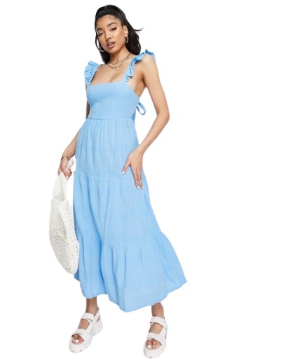 New Look modré midi šaty defekt 36