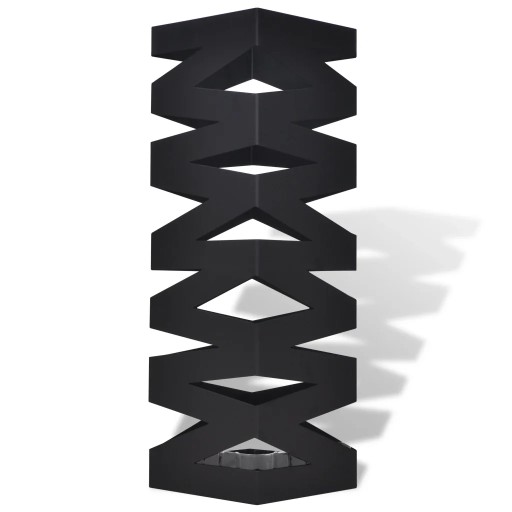 vidaXL Štvorcový stojan na dáždniky a palice, čierny, oceľový, 48,5 cm