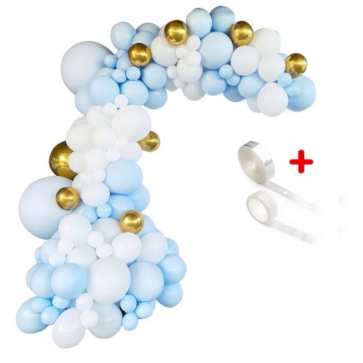 НАБІР ГІРЛЯНД ПОВІТРЯНИХ КУЛЬ СИНЯ БІЛЕ ЗОЛОТО 106