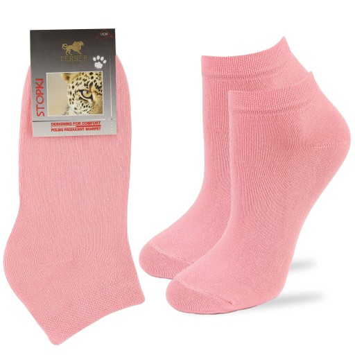 Členkové Ponožky dámske bavlnené hladké lycra poľské 0732 Cerber 39/42 ružové
