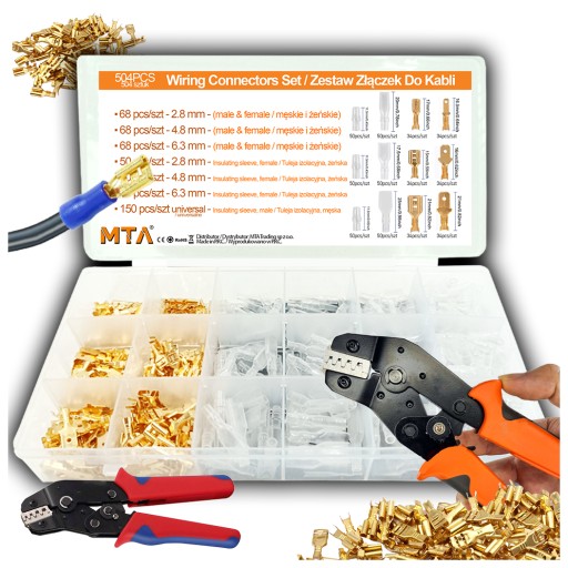 НАБОР МАШИНЫ ДЛЯ ОБЖИМА РАЗЪЕМОВ 504 ШТ. ИЗОЛЯЦИЯ 2,8-6,3