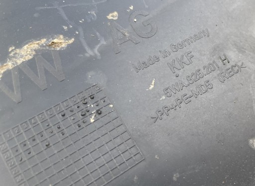 cover chassis VW SKODA 5WA825201H left original as new