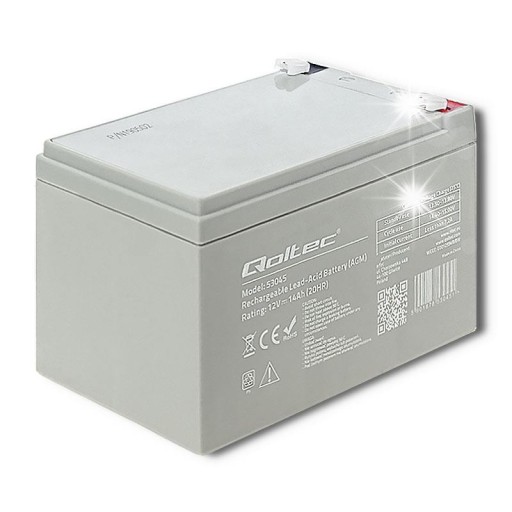 Аккумулятор qoltec agm power bank 14ah 210a, розетка 12 в