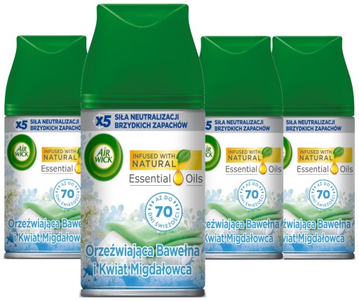 Sada Air Wick Freshmatic Bavlna a mandľový kvet náplň 4 x 250 ml