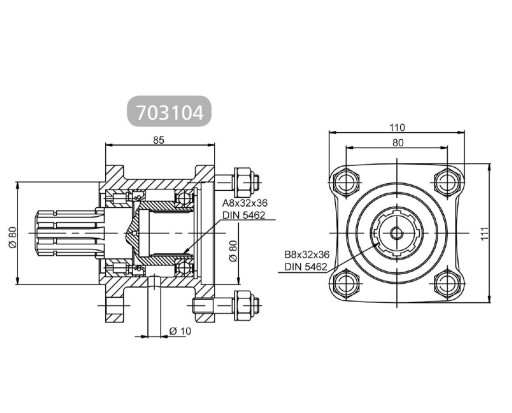 703104 - Расстояние насоса ISO L=85 мм
