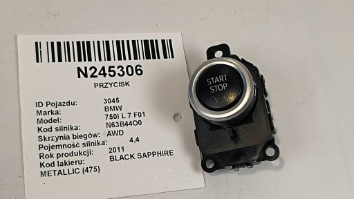 button 9263436 BMW 750I L 7 F01