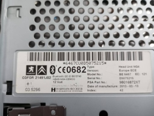 STACJA MULTIMEDIALNA PEUGEOT 3008 e 98016872XT RADIO NAVI