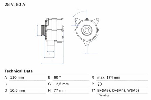 0 986 - Генератор bosch mercedes actros actros mp2 mp3 om541.920-om542.962