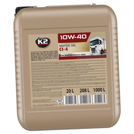 Моторна олива K2 10W40 CI-4 20L