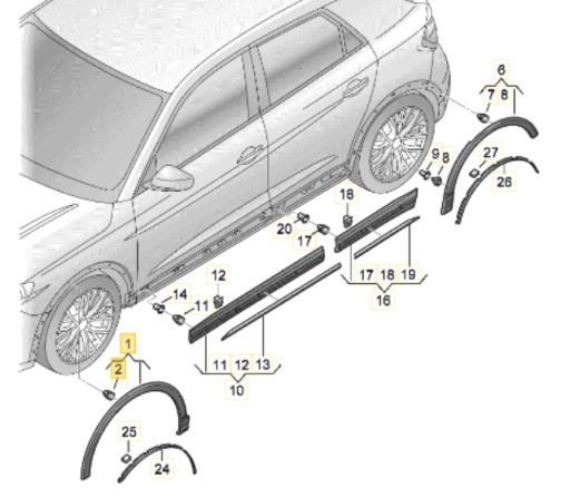 83A853718CGRU - Oe audi 83a853718c правый передний колпак края колесной арки audi q3 83a