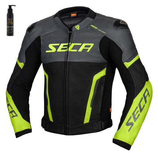 Seca Kurtka Skórzana Hooligan Titanium Fluo Yellow Żółta Rozmiar 56