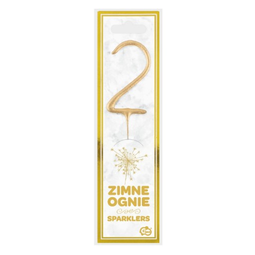 Золота бенгальська свічка номер 2 для торта