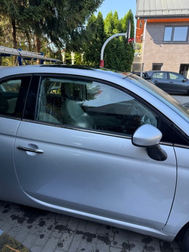 door right FIAT 500 07- complete WRAZ Z LUSTERKIEM silver ORYG*