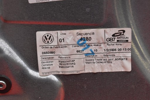 window regulator left front EU 6Q4837401AP VW POLO 4 IV 9N 5D LIFT 05-09
