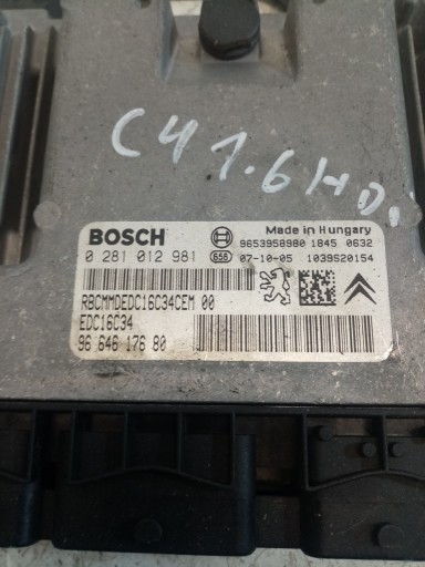 computer of the engine control unit CITROEN C4 1.6 hdi BOSCH 0281012981