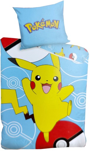 Pościel młodzieżowa bawełniana Carbotex dwustronna 160x200 Pikachu Pokemon