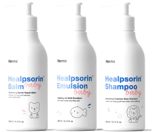 HERMZ HEALPSORIN ДИТЯЧИЙ ШАМПУНЬ + ЕМУЛЬСІЯ + БАЛЬЗАМ